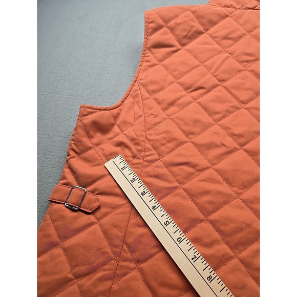 Orvis Women's Diamond Quilted Orange Full Zip Vest With Side Buckles Size Medium - Picture 9 of 10